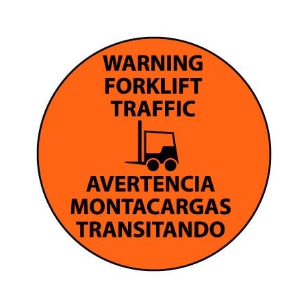 National Marker Co Walk On Floor Sign - Warning Forklift Traffic - Bilingual WFS34